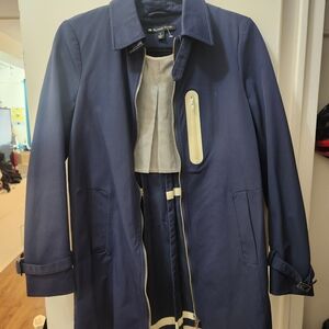 Blanc Noir Travel Engineer All Weather Navy Blue Midi Trench Coat size S